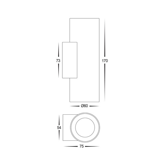 HV3626S-ALUWHT - Aries Aluminium White Up & Down HV3626S-ALUWHT