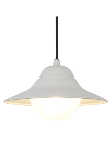 PENDANT EXTERIOR ES 60W MATT WH with Frosted Diffuser IP44 OD340mm x H205mm 3m cable WTY 3YR
