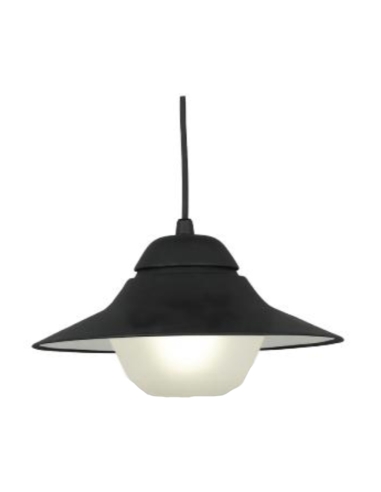 PENDANT EXTERIOR ES 60W MATT BLK with Frosted Diffuser IP44 OD340mm x H205mm 3m cable WTY 3YR