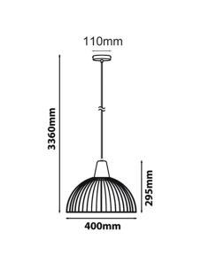 PENDANT ES 72W BLK DOME CAGE OD400mm x H295mm 3m cable WTY STRAND1 2