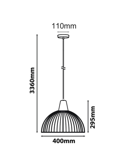 PENDANT ES 72W BLK DOME CAGE OD400mm x H295mm 3m STRAND1