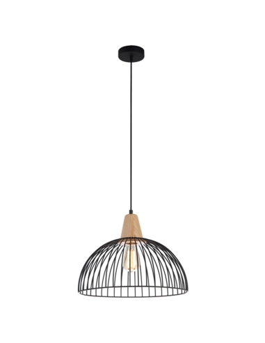 PENDANT ES 72W BLK DOME CAGE OD400mm x H295mm 3m cable WTY 1YR