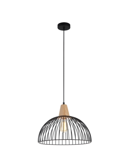 STRAND1 - STRAND Iron and Wood Dome Cage Pendant Lights