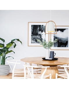 PENDANT ES 72W MATT WH Ellipse + Wood Frame OD230mm x SWING5 2