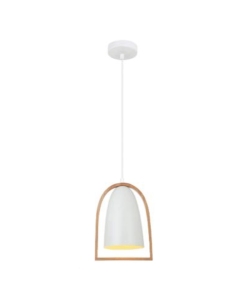 PENDANT ES 72W MATT WH Ellipse + Wood Frame OD230mm x SWING5