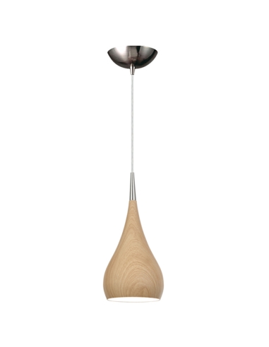 PENDANT ES 60W OAK WOOD BELL OD160mm x H345mm 3m cable WTY 1YR