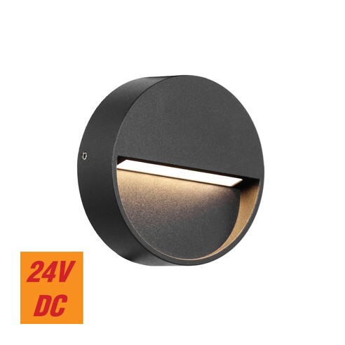 Round Step Wall Light - Black