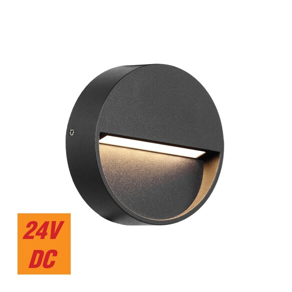 MUSAN RD.24-BK - Round Step Wall Light - Black