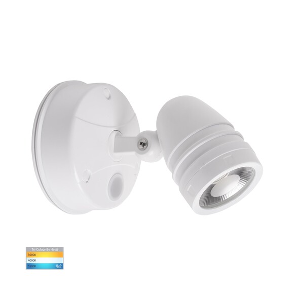 HV3792T-WHT - Focus Polycarbonate White Single Adjustable Spot Light With Sensor