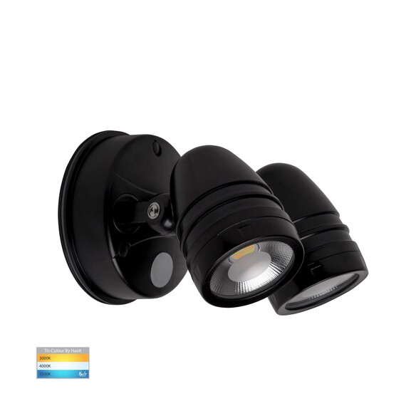 HV3794T-BLK - Focus Polycarbonate Black Double Adjustable Spot Light With Sensor