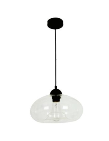 PENDANT ES 60W CLR GLASS OVAL OD275mm x H200mm 3m cable WTY 1YR
