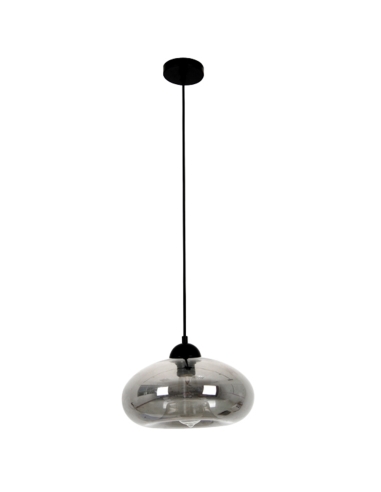 PENDANT ES 60W SMOKED GLASS OVAL OD275mm x H200mm 3m cable WTY 1YR