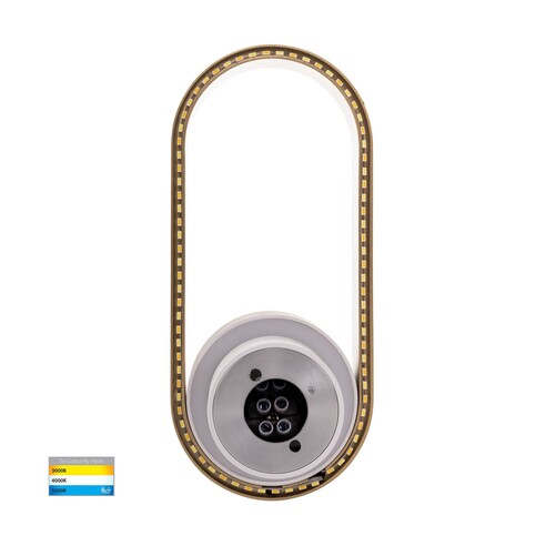 HV8080T-WHTBR - Ovale White + Brass Wall LightHV8080T-WHTBR