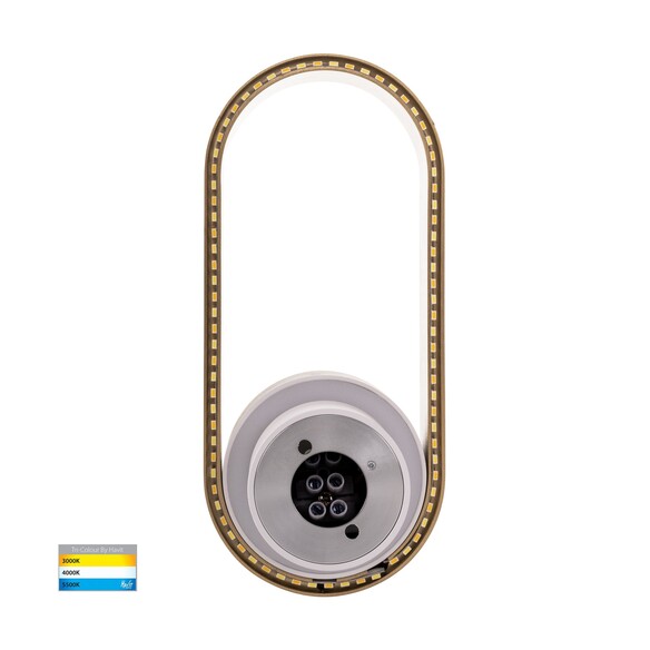 HV8080T-WHTBR - Ovale White + Brass Wall LightHV8080T-WHTBR