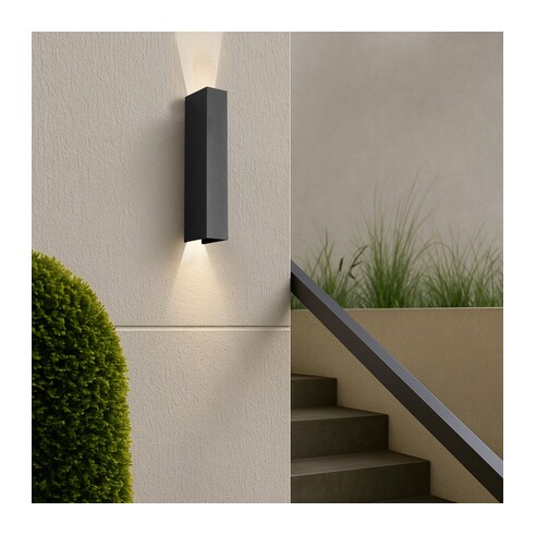 RYLAND EX2-BK - RYLAND EXTERIOR WALL LIGHT - BLACKRYLAND EX2-BK