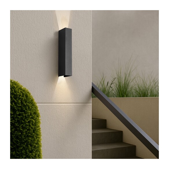 RYLAND EX2-BK - RYLAND EXTERIOR WALL LIGHT - BLACKRYLAND EX2-BK