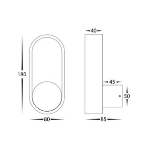 HV8080T-WHT - HV8080T-White - Ovale White Wall LightHV8080T-WHT 2