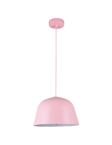 PENDANT ES 40W HAL Matte PINK Angled Dome OD250mm x H155mm 3m cable WTY 1YR