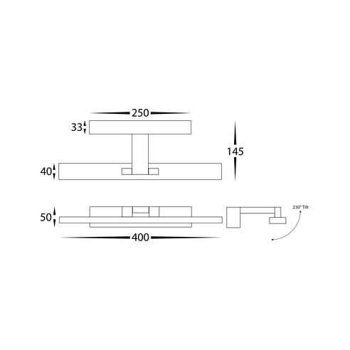HV8101T-BLK - Vanita Black 400mm Adjustable Wall HV8101T-BLK