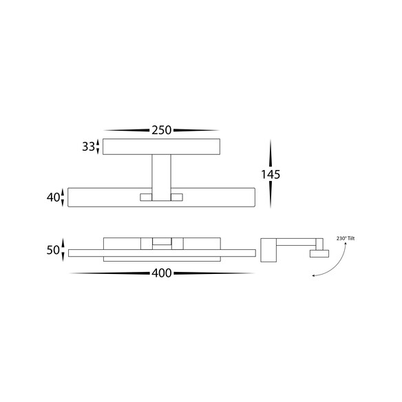 HV8101T-BLK - Vanita Black 400mm Adjustable Wall HV8101T-BLK