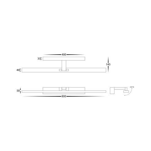 HV8103T-BLK - Vanita Black 800mm Adjustable Wall HV8103T-BLK