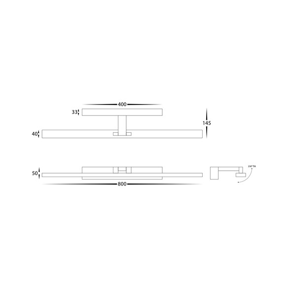 HV8103T-BLK - Vanita Black 800mm Adjustable Wall HV8103T-BLK