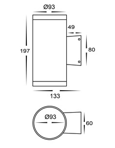 2x 8w Black Fixed Down Dali Tunable Wall Light 2700k-6500k HCP-212164 2