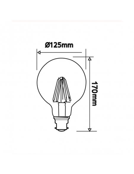 CF25DIM - G125 LED Filament Dimmable Globes Clear CF25DIM
