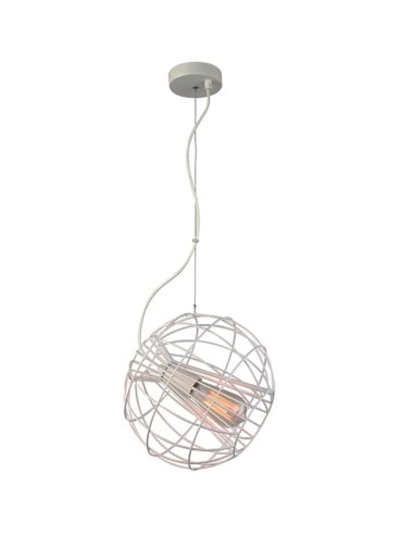 Pendant ES 72W Matt White Round Cage OD280mm x H1020mm 3m cable WTY 1YR