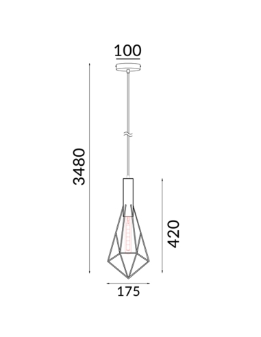 PENDANT ES CAGE WH SML DIAMOND OD175mm x H440mm WHITEBAND5