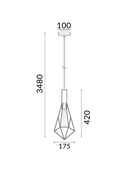 PENDANT ES CAGE WH SML DIAMOND OD175mm x H440mm WHITEBAND5