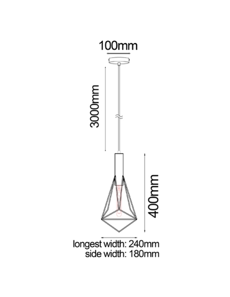 PENDANT ES CAGE WHT LGE DIAMOND OD250mm x L340mm WHITEBAND6