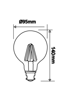 CLA Lighting Light Globe LED Dimm Filament 6W G95 BC 2700K CF18DIM 2