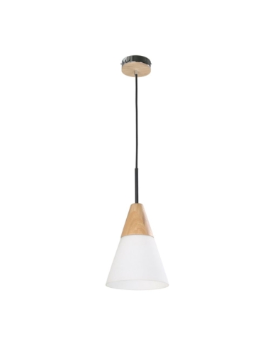 PENDANT ES 40W BLONDE WOOD /OPAL GLASS MED CONE OD195mm x H270mm 3m cable WTY 1YR
