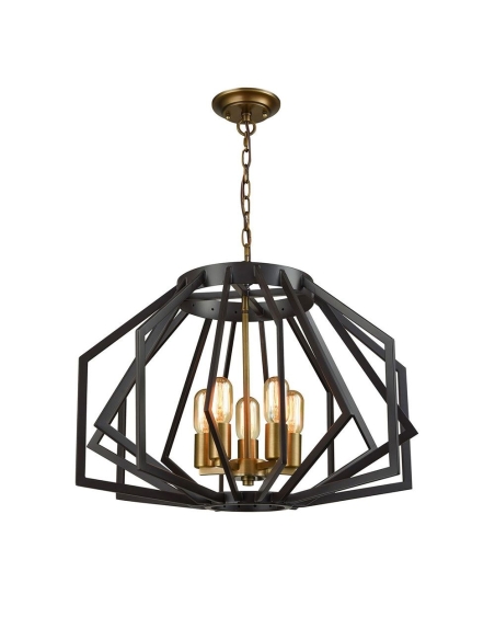 GAMBA1 - GAMBA Industrial Black Rustic Wide Angular Cage Pendant Light