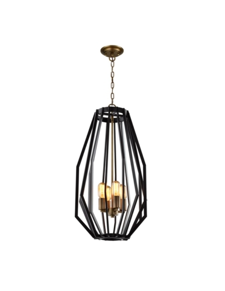 GAMBA2 - GAMBA Industrial Black Rustic Narrow Angular Cage Pendant Light
