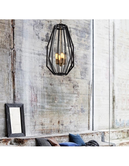 PENDANT ES x 4 60W ANTIQUE BRASS AND OILED BRONZE GAMBA2