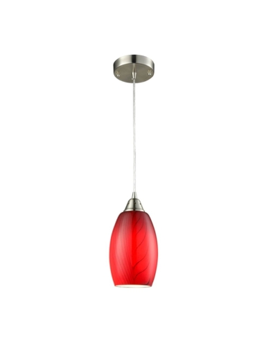 PENDANT ES 60W RED ELLIPSE (Hand Blown Glass) OD120mm x H240mm 3m cable WTY 1YR