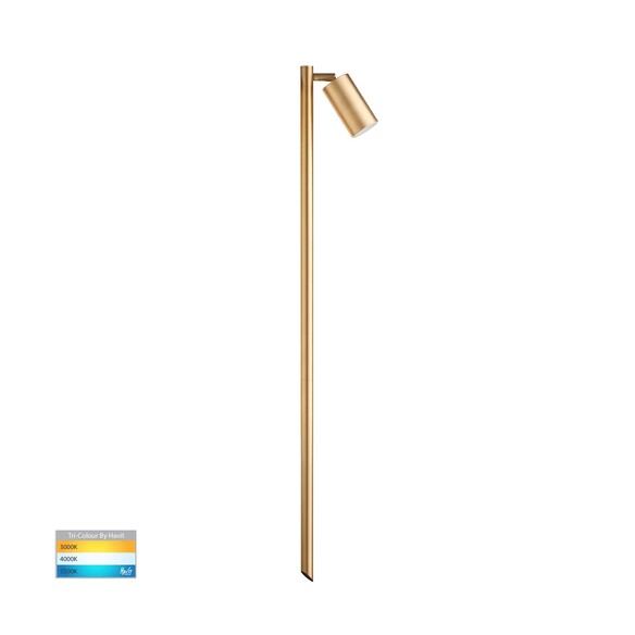 HV1403T-BR - Tivah Solid Brass TRI Colour Single Adjustable LED Bollard Spike Light