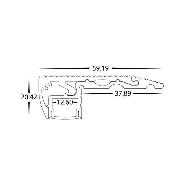 HV9698-6020-3M - Step Tread Aluminium Profile - HV9698-6020-3M