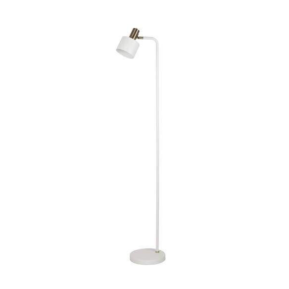 FLOTAR-F1 - Interior Cylinder Iron Shade with Antique Brass Highlight Floor Lamps - Black