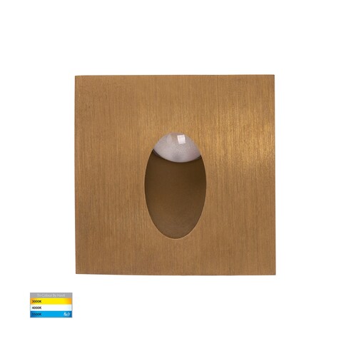 Mini Reces Brass Square TRI Colour Recessed LED Step Light