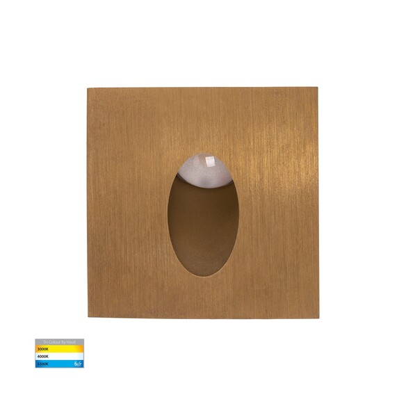 HV3216T-BR-12V - Mini Reces Brass Square TRI Colour Recessed LED Step Light