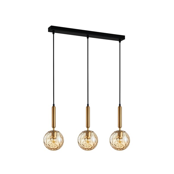 TRATTINO2X3S - Interior Bronze Amber /Smokey Black Spherical Glass Multiple Bar Base Pendant Lights - Smokey Black Spherical ...
