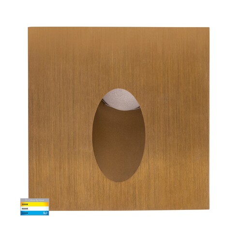 Reces Brass Square TRI Colour Recessed LED Step Light