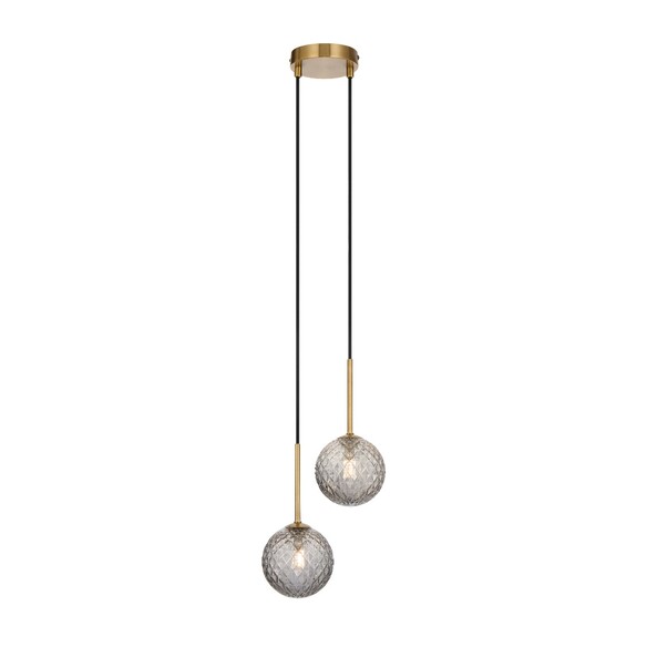 GASTON PE2-AGCLP - 2 Light Pendant Antique Gold - Clear Prism