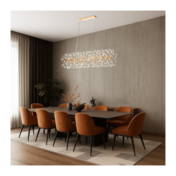 LERIDA PE12R-GD - 12 Light Rectangular Pendant - LERIDA PE12R-GD