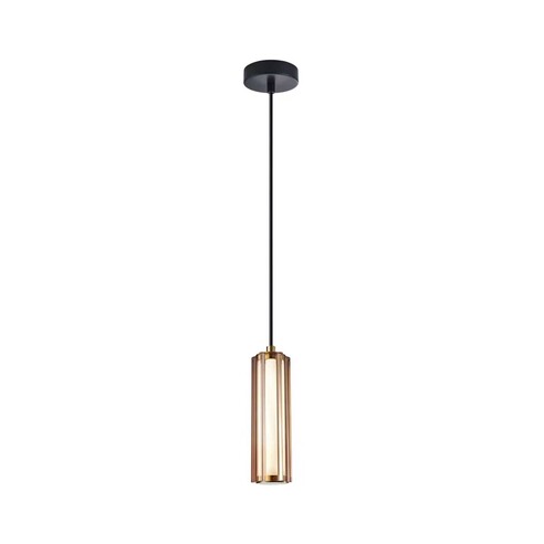 Interior LED Tri-CCT Glass with Curve Cylinder Pendant Lights - Clear Glass