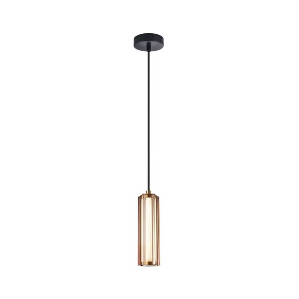 FRECCIA2 - Interior LED Tri-CCT Glass with Curve Cylinder Pendant Lights - Clear Glass