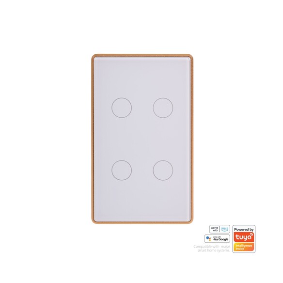 HV9120-4 - Wifi 4 Gang White with Gold Trim Wall Switch